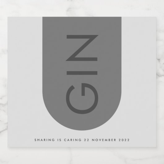 Grau Premium Ultimate Modernes Monogram Arch Gin Alkoholflaschenetikett (Einzelnes Label)