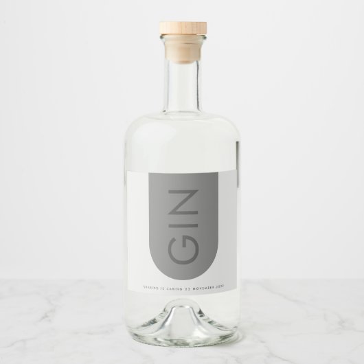 Grau Premium Ultimate Modernes Monogram Arch Gin Alkoholflaschenetikett (Vorderseite)