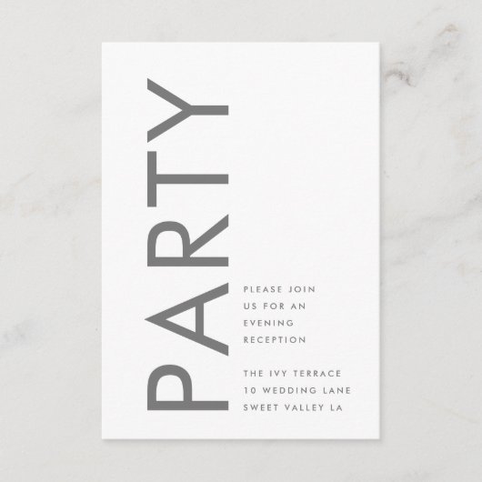 Grau Premium Ultimate Modernes Monogram Fett Party Begleitkarte (Vorderseite)