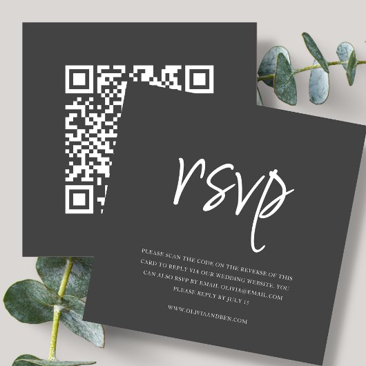 Grau | QR-Code | HochzeitsrSVP Begleitkarte