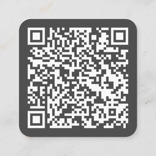 Grau | QR Code Social Media Hallo Quadratische Visitenkarte (Rückseite)