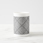 GRAU RAUTE STRICK Knochen China Tasse + Text (Vorderseite)