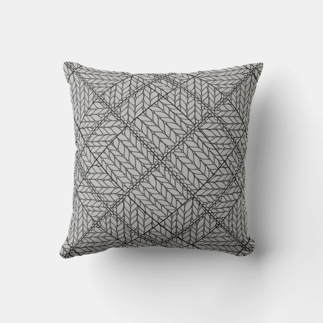 GRAU RAUTE STRICK Square Throw Kissen (Rückseite)