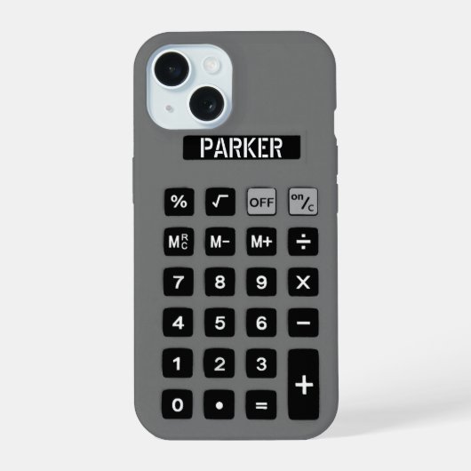 Grau-Rechner mit Name iPhone 15 Hülle (Rückseite)