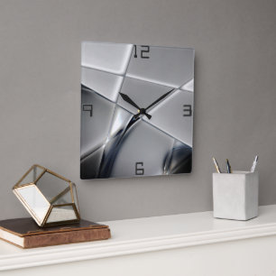 Grau-Rechteck-Trapezoiden veränderlicher Hintergru Quadratische Wanduhr