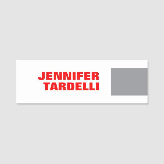 Grau Red Bold Minimalistisch Moderne Beruflich Namensschild (Vorderseite)