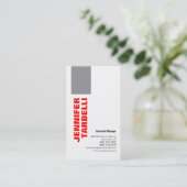 Grau Red Bold Minimalistisch Moderne Beruflich Visitenkarte (Stehend Vorderseite)