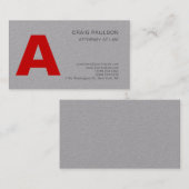 Grau Red Monogram Attorney at Law Modern Visitenkarte (Vorne/Hinten)