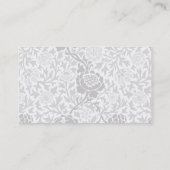 Grau Retro Floral Damask Visitenkarte (Rückseite)