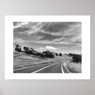 Grau Road California Black and White Fotografy Poster