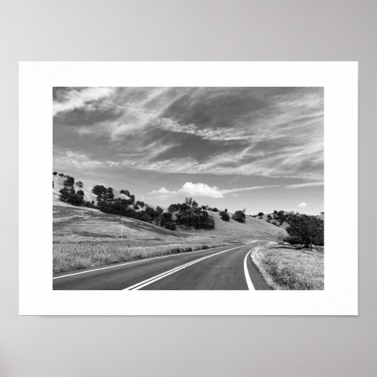 Grau Road California Black and White Fotografy Poster (Vorne)