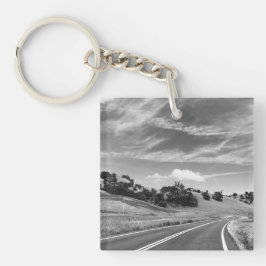 Grau Road California Black and White Fotografy Schlüsselanhänger