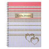 grau, rosa, braun, kariert notizblock (Vorderseite)