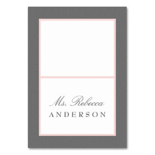 Grau-Rosa-Elegante Hochzeitsfeier Platzkarte Tischnummer