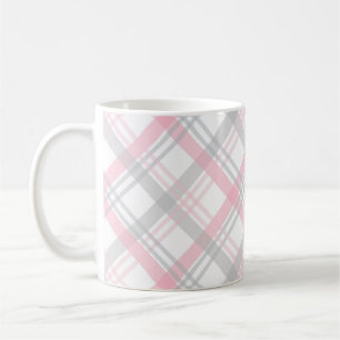 Grau-rosa kariertes Muster Kaffeetasse