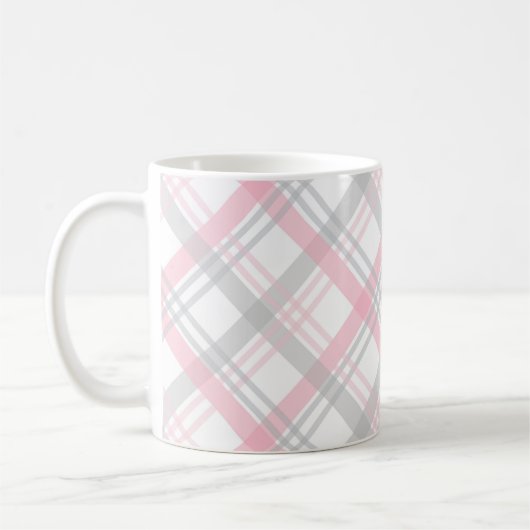 Grau-rosa kariertes Muster Kaffeetasse (Links)