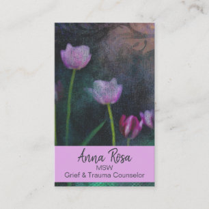 *~* Grau Rosa Lavendel Tulpe Grunge Shabby Vintage Visitenkarte