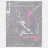 Grau, Rosa, Orchid, Lavendel, Blanket Name Collage Fleecedecke (Vorderseite)