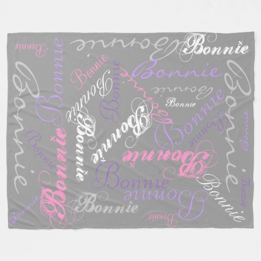 Grau, Rosa, Orchid, Lavendel, Blanket Name Collage Fleecedecke (Vorderseite (Horizontal))