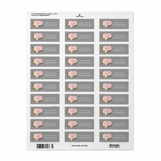 Grau | Rosa Rücksendeadressen-Aufkleber (Vorne)