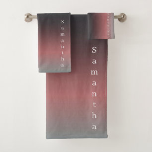 Grau, rosa, schwarzer Farbverlauf, Ombre. Badhandtuch Set