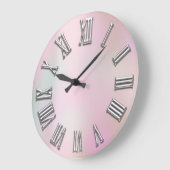 Grau. Rosa Silver Roman Number Holographic Große Wanduhr (Winkel)