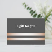 Grau | Rose Gold Elegante Geschenkkarte (Stehend Vorderseite)