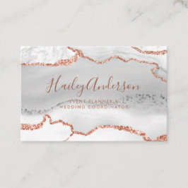Grau & Rose Gold Glitzer Aquarell Gilded Agate Visitenkarte