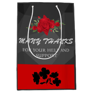 Grau Rot Floral Abstract Elegant Modern Süß Heiß Mittlere Geschenktüte