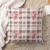 Grau-rote Gingham-Herzen doppelseitig Kissen (Decke)