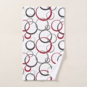 Grau-rote Kreise weiß Badhandtuch Set (Handtuch)