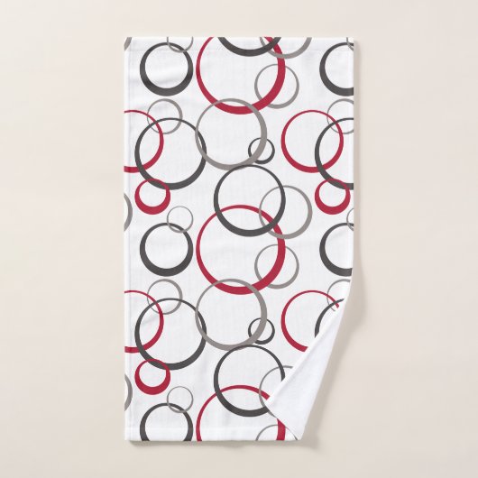 Grau-rote Kreise weiß Badhandtuch Set (Handtuch)