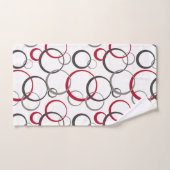 Grau-rote Kreise weiß Badhandtuch Set (Handtuch)