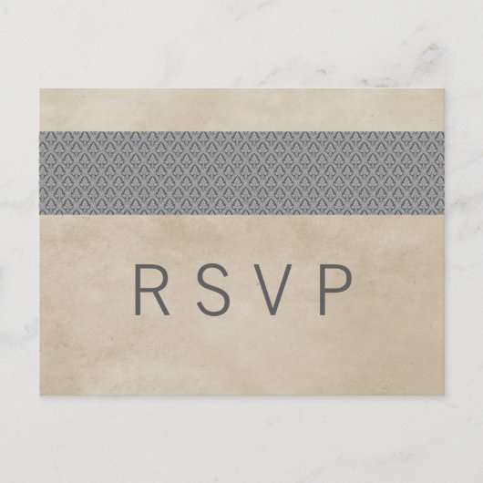Grau Rustic Damask UAWG Postkarte (Vorderseite)