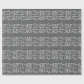 Grau Rustic Holly Wrapping Paper Geschenkpapier (Flach)