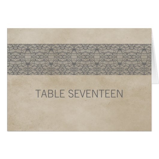 Grau Rustic Lace Tischnummer Card (Vorderseite (Horizontal))