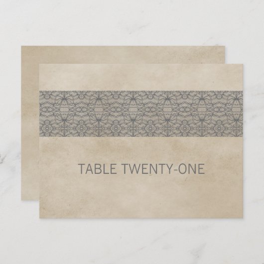 Grau Rustic Lace Tischnummer Postkarte (Vorne/Hinten)