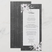 Grau rustikal. Blumenholzstall Menükarte (Vorne/Hinten)