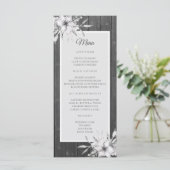 Grau rustikal. Blumenholzstall Menükarte (Stehend Vorderseite)