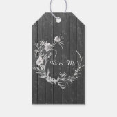 Grau rustikal. Blumenzarte aus Holz Danke Geschenkanhänger (Rückseite)