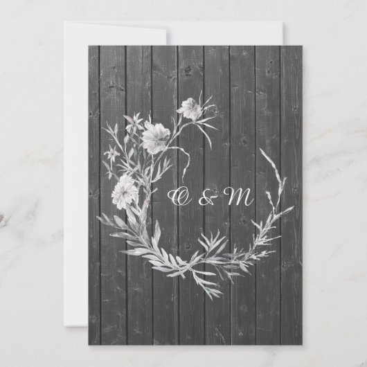 Grau rustikal. Stallgebäude Save the Date Einladung (Rückseite)