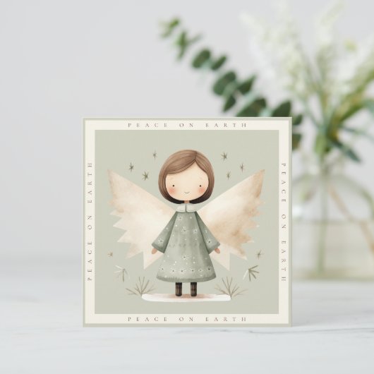 Grau Rustikale Angel 1 Foto Ferienwohnung Karte (Stehend Vorderseite)