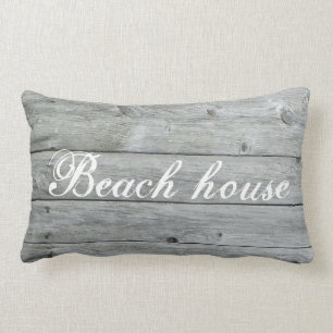 Grau-rustikale Holzkoordinaten des Beach House Lendenkissen