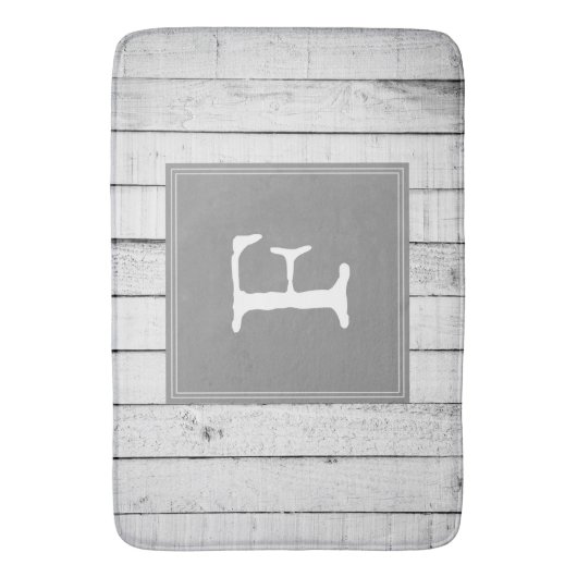 Grau-Rustikale Monogramm-Badematte Badematte (Vorderseite Vertikal)