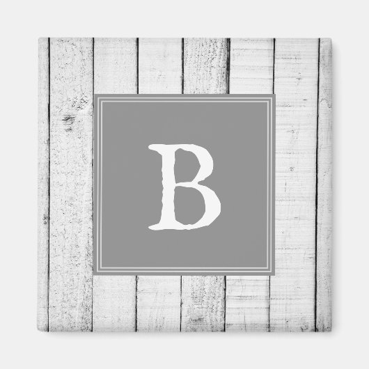 Grau-Rustikales Monogramm-Magnet Magnet (Vorne)