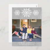 Grau Rustikales Snowflake Holiday Foto Feiertagspostkarte (Vorne/Hinten)