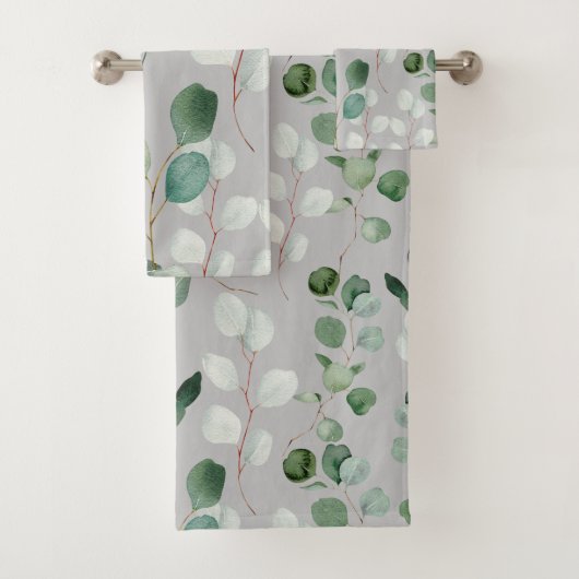 GRAU SAGE GRÜNES BOTANISCHES BADEZIMMER TOWEL SET (Insitu)