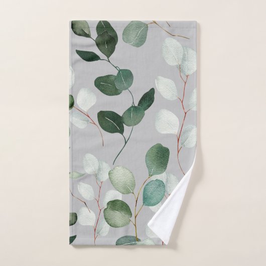 GRAU SAGE GRÜNES BOTANISCHES BADEZIMMER TOWEL SET (Handtuch)