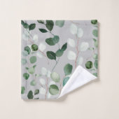 GRAU SAGE GRÜNES BOTANISCHES BADEZIMMER TOWEL SET (Waschlappen)