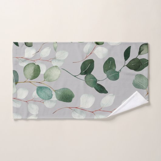 GRAU SAGE GRÜNES BOTANISCHES BADEZIMMER TOWEL SET (Handtuch)